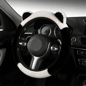 COD Plush No Inner Ring Elastic Steering Wheel  Handle Cover Cute Cat Ears Fluffy And Soft Winter Car Steering Wheel Cover ，Universal