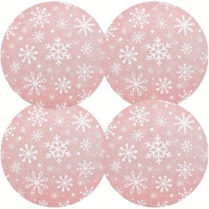 VIKAMA 4/6-Piece Pink Snowflake Placemats Family Gatherings & Christmas Parties Instagram-Style Table Decor & Accessories