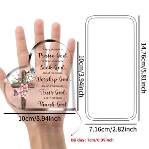 Tượng Nhỏ Tôn Giáo Bằng Acrylic Với Câu Kinh Thánh Quà Tặng Truyền Cảm Hứng Dành Cho Phụ Nữ Nam Giới Quà Tặng Cơ Đốc Kích Thước 3.94x3.94 Inch