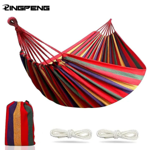 Single Wide Thick Canvas Hammock Outdoor Camping Backpackaging Leisure Swing Portable Hanging Bed Sleeping Swing Hammock