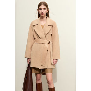 AMII | Suede Belted Double-Faced Wool Jacket One Size