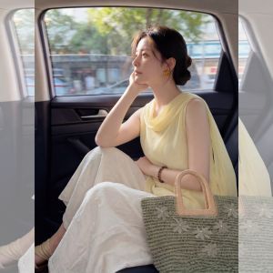 PAIBOLI | Áo Camisole Vàng Không Tay Đa Năng Phong Cách Pháp Elegance