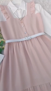 Livy Dress Susun Kancing Depan Busui Frendly Lengan Panjang Baju Gamis Wanita Kekinian Terbaru