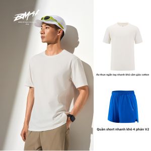 Bộ Tập Mùa Xuân Hè Nam Thoáng Khí Dễ Phối Đồ Giống Vải Cotton Áo Ngắn Tay Nhanh Khô Co Giãn 4 Chiều
