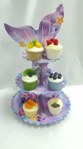 3-Tier Cartoon Cupcake Stand Decorative Dessert Display Stand for Diversity Cakes for Kids Birthdays