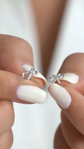 Pandora Sterling Silver/Rose Gold Sparkling Infinity Stud Earrings EH1003