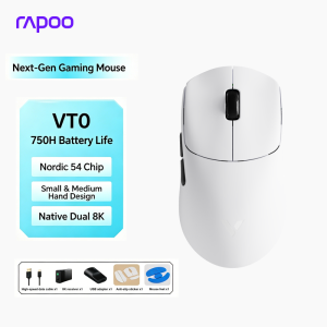 Rapoo VT0 MAX Dual 8K 49g Wireless Gaming Mouse PAW3950/PAW3398 Nordic54L15 45000DPI Ergonomic Small Medium Hand for FPS Esports