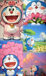 KAYOU | Oil Painting By Numbers Cute Cartoon Doraemon on Canvas Home Decor for Living Room Bedroom Handmade Gift Frameless