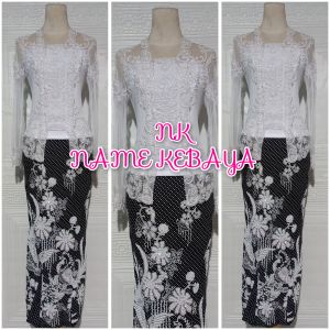 set kebaya kutubaru putih kebaya payet + rok payet