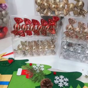 6Pcs Christmas Candy Shape Pendant Xmas Tree Hanging Ornaments Decor For Home New Year Decoration