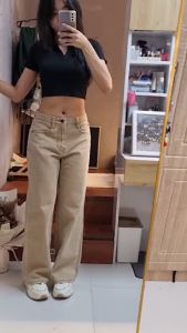Giordano Korea Wide Fit Denim Jeans for Women High-Quality Material Wide-Leg Design Comfortable and Stylish - Fashion