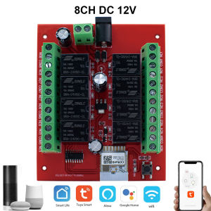 8CH Tuya Smart Wifi Switch Module DC 12V 24V APP Remote Control 8 Channel Inching Self-locking Relay Work With Alexa Google Home