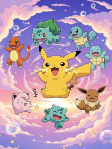 Bandai | Oil Painting Anime Pokémon By Numbers Home Decor Modern Wall Decor for Living Room Bedroom Perfect Gift No Frame