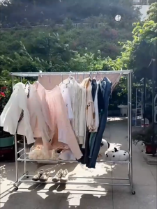 Double pole galvanized clothes drying rack Foldable Cloth Hanger Laundry Rack Cloth Organizer Hanger Penyang kut Baju Rak Baju ampaian 晒衣架