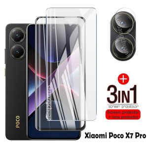 For Xiaomi Poco X7 Pro tempered glass 3in1 for poco x7pro Screen Protector camera lens film Full Cover Front glass film