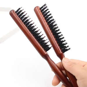 3 Row Hair Brush Wooden Handle Natural Boar Bristle Fluffy Combs Professional Salon Tool For Styling
