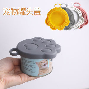 Silicone Dog Cat Canned Lid with Spoon Reusable Food Sealer Spoon Pet Food Cover Storage Fresh-keeping Lids Bowl Dog Accessories