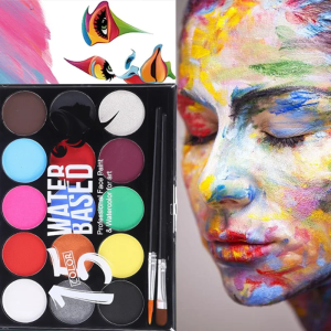 Bộ Vẽ Mặt Không Độc Hại 15 Màu Dành Cho Trẻ Em Với Cọ Và Hình Dán Bộ Trang Điểm Cơ Thể Bằng Màu Nước Cho Lễ Hội Giáng Sinh Halloween