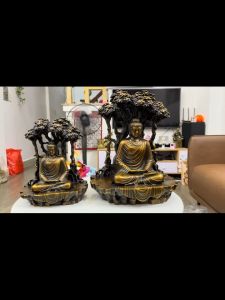 Tượng thích ca bằng đồng hun ngồi gốc cây đề 2 cỡ cao 30cm nặng 6kg và 40cm nặng 18kg