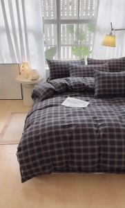 100% Cotton Yarn‑Dyed Plaid Duvet Cover Set Soft Washed‑Cotton Bedding Set With 2 Pillowcases Wrinkle‑Resistant Breathable