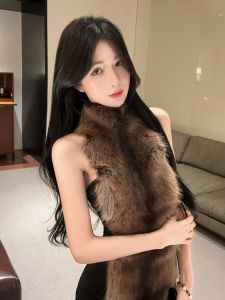GUZILIAN | Strapless Faux Fur Patchwork Backless Bodycon Dress