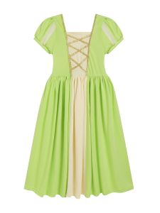 Disney Princess Long Hair Cotton Dress for Girls Spring Summer Autumn Pure Cotton Grey Cinderella Princess Skirt Kids Dress