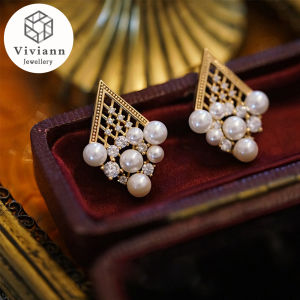 Viviann Original Ice Cream Cone Design Pearl Zircon Earrings Summer French Earrings Pearl Earrings Korean Fashion Jewelry For Woman Girls Accessories Wholesale