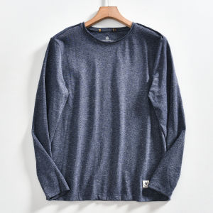 เสื้อยืดคอกลมแขนยาวผ้าผสมคอตตอนสำหรับผู้ชาย แฟชั่นฤดูใบไม้ร่วง ระบายอากาศได้ดี เสื้อชั้นในลำลองสำหรับผู้ชาย