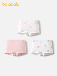 Balabala ชุดกางเกงชั้นในผ้าฝ้ายเด็กผู้หญิงสามชิ้นกางเกงบ็อกเซอร์เป้าแบนไม่ระคายเคืองผิว