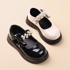 Princess Black Soft Sole British Style Match All Girls Leather Shoes