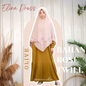 Elina dress muslim polos gamis wanita casual