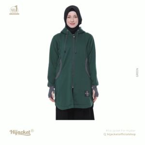 Hijacket Elektra Original Green Jaket Hijab Muslimah Jaket Wanita Panjang Untuk Hijaber