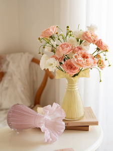 กระติกน้ำชาเซรามิกสีขาวสไตล์ฝรั่งเศส กระติกน้ำชาสไตล์ย้อนยุค กระติกน้ำชาแบบสร้างสรรค์และศิลปะ กระติกน้ำชาสำหรับดอกไม้สด กระติกน้ำชาสำหรับตกแต่งบ้าน กระติกน้ำชาขนาดกลาง