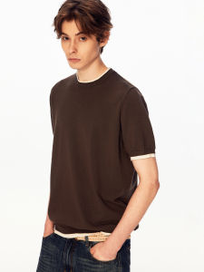 MADWITCH | Elegant Casual Contrast Color Knit Short Sleeve T-shirt