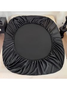 Bộ Ga Trải Giường Chất Liệu Sợi Lyocell Cao Cấp Từ Cây Khuynh Diệp Màu Đen Mềm Mại Như Lụa Cỡ Queen Kích Thước 180x200x30cm Có Túi Sâu Dùng Cho Nhà Ở Khách Sạn Ký Túc Xá