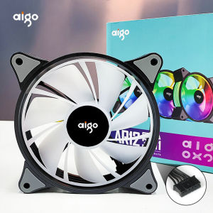 เคสโทรศัพท์ Aigo AR12 120mm PC Gamer พัดลม RGB 12V ฮีทซิงค์ Aura คูลเลอร์ Arc ชุดควบคุมแบบเงียบพัดลมระบายความร้อนระบายอากาศได้ดี