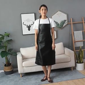 Celemek Apron Kulit PU Waterproof Oil-Proof Strong and Durable Minyak Chef Bartender Panjang Celemek Apron