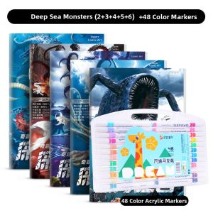 JUANJUANYUN | Deep Sea Monsters Drawing Book Painting Coloring Red-copy
