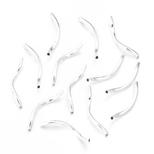 50pcs Sliver Gold Copper Curved Tube Spacer Beads Connectors Loose Beads For DIY Jewelry Making Bracelet Necklace Accessories