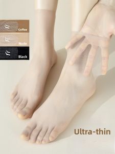 Miiow | Ultra-Thin Short Silk Stockings Womens Summer Invisible Transparent Anti-Catch Crystal Socks Nylon Fabric Non-Slip Bare Feeling
