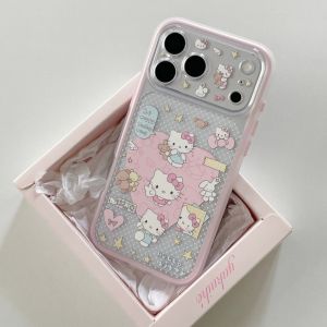 Sanrio | Ốp Điện Thoại iPhone 17/16/15/14/13 Pro Max 12 Chống Sốc TPU Họa Tiết Hello Kitty Hình Trái Tim Chấm Bi Hồng Dễ Thương - Ốp Trong Suốt