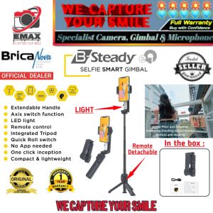 BRICA B-Steady eQ Selfie Smart Gimbal Stabilizer Brica BSteady e Q BSQ Compact Extendable Foldable 360 Rotation