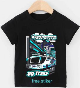 kaos anak bus mania winspector motif terbaru gambar depan usia1-12tahun free stiker
