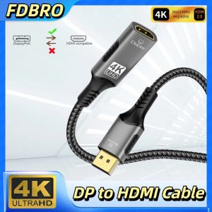 DP to HDMI-Compatible Adapter Display Port Male to HDMI Female Converter 8K 60Hz 4K 240Hz For PC HD TV Laptop Monitor Projector