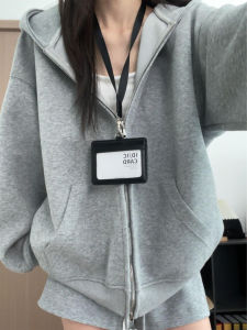 YAYANGREN | Áo Khoác Hoodie Màu Xám Phong Cách Hàn Quốc Dành Cho Người Gầy