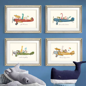 YASISHA | Childrens Room Decorative Painting Cartoon Art Wall Art Plane Mural