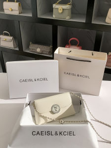Trendy Chain Crossbody Bag Womens Bag CAEISL&KCIEL Small  Style Square Shape Soft PU Leather Zipper Pocket
