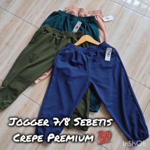 COD✅Realpict L-XXL BB 48-70 kg JOGGER 7/8 Melar Nyaman CREPE PREMIUM Saku Ada Variasi Minimalis
