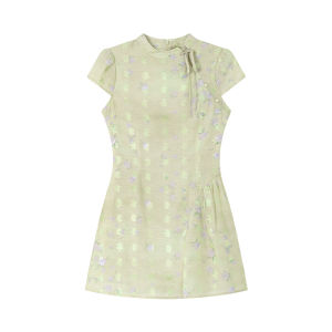 Traditional Chinese Collar Puff Sleeves Dress