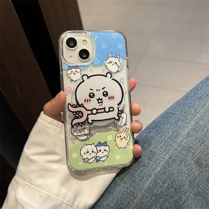 เคสโทรศัพท์รูปคู่รัก Acrylic ดูดซับแม่เหล็กพร้อมขาตั้ง ขอบนิ่ม ลายการ์ตูน ดีไซน์สร้างสรรค์ ดีไซน์ Apple 15 pro